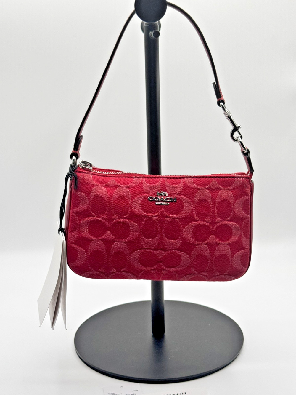 COACH Nolita 19 Signature Denim True Red Shoulder Bag Silver CCZ48 NWT